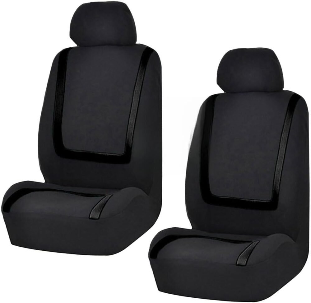 2 Pack Car Seat Covers, Breathable Seat Protectors, Anti-Slip Driver Seat Cover, Comfortable Front Seat Cover Set Universal Fit for Truck, SUV, Sedan, Airbag Compatible (Black)