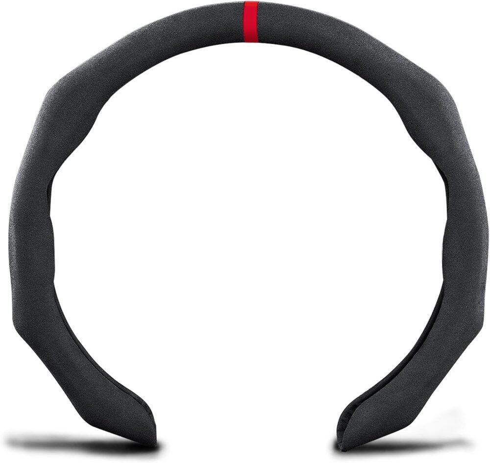 Car Steering Wheel Cover Suede Wrap 14.5-15 inch Steering Wheel Grip Snap On Non Slip Sport Car Interior Accessories Decoration Universal Black