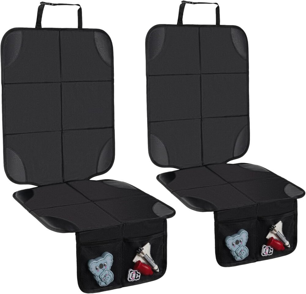 Car Seat Protector,2Pack Car Seat Cushion,with Thickest Padding and Non-Slip Backing,Waterproof 600D Fabric Car Seat Covers with Storage Pockets for Baby for Baby、Pet and All Types of Cars