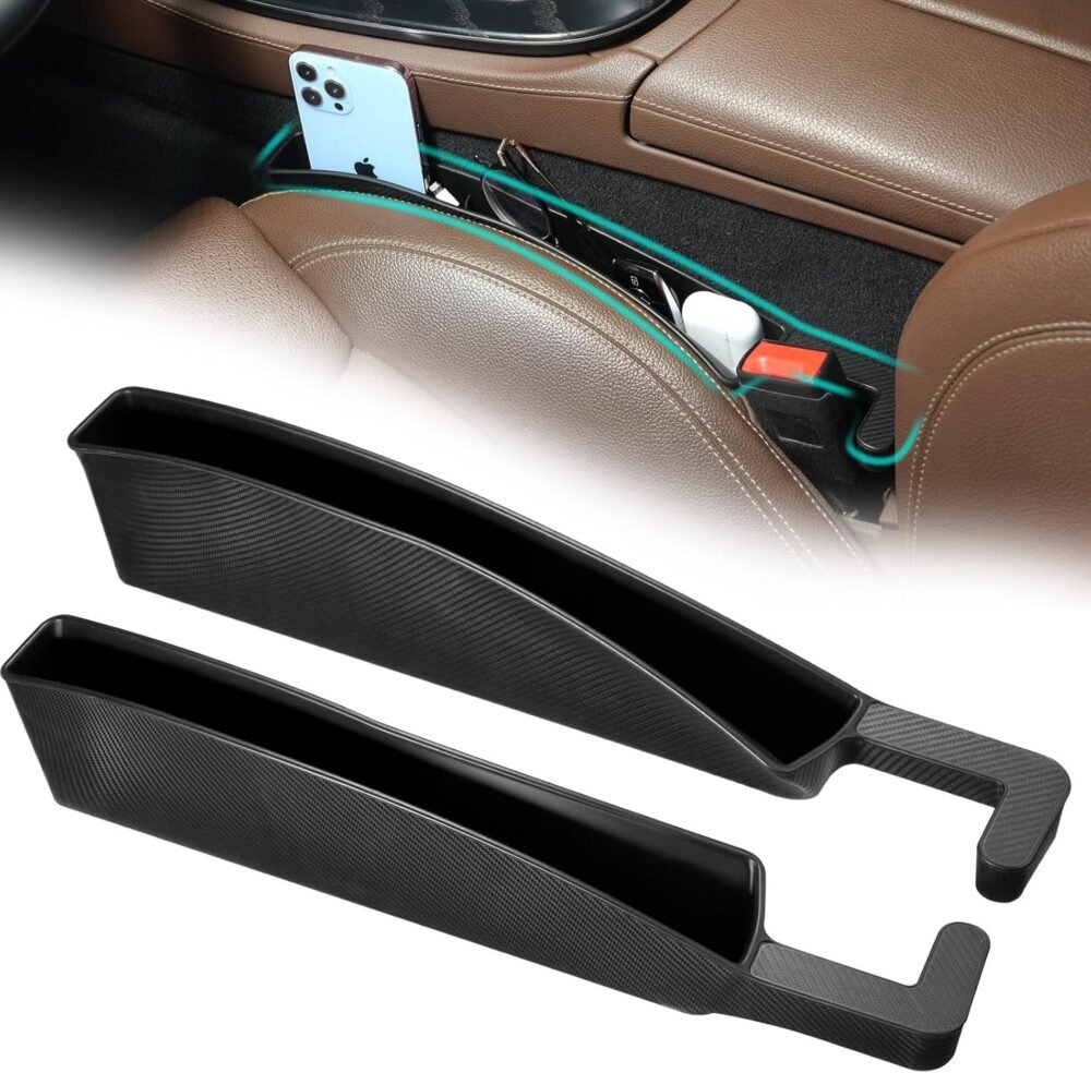 2Pacs Car Seat Gap Filler Multifunctional Cars Gap Fillers Storage Car Seat Gap Storage Box Between Seat and Console (Black)